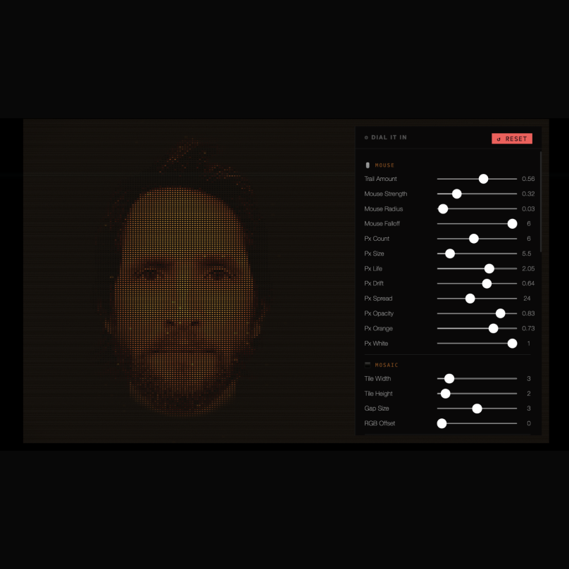Dial In With Conviction — interactive particle demo